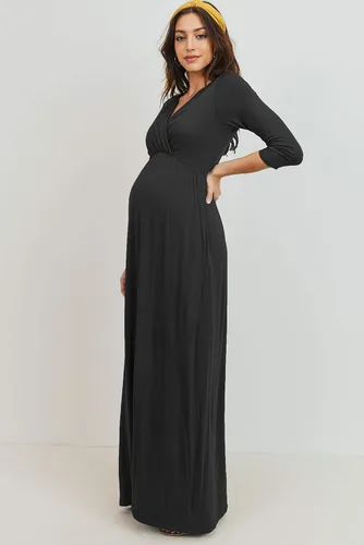 Miniatura 6 de LaClef Vestido de maternidad fruncido con bolsillo para mujer