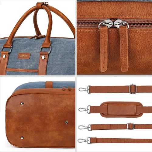 Miniatura 192 de IBFUN Bolsas de fin de semana para mujer, bolsa grande de lona para viaje, bolsa de viaje con compartimento para zapatos, 21 pulgadas, juego de 3