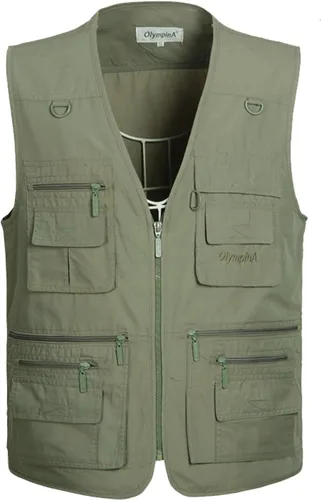Chaleco Flygo para hombre, para pesca, trabajo, safari, viaje de reportajes o para actividades al aire libre en verano, con bolsillos