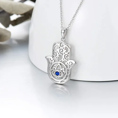 Miniatura 2 de PELOVNY Collares para mujer, regalo para el día de la madre, collar de plata de ley 925, colgante de mano de Fatima, árbol de fatima, elefante