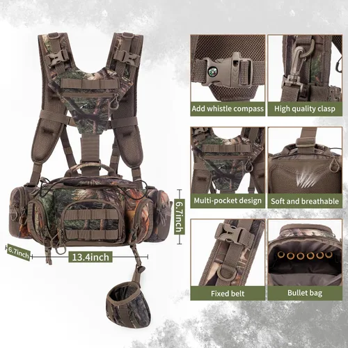 Miniatura 3 de Mochila de caza Blisswill con riñonera para hombre, paquete de fanny con arnés, paquete de cintura con soporte para el hombro, regalos de caza