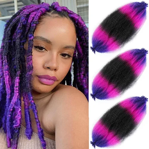 Miniatura 41 de Cabello afro elástico y trenzado de 30 pulgadas 2 paquetes, cabello preesponjado y trenzado elástico pre-estirado para extensiones de cabello suave