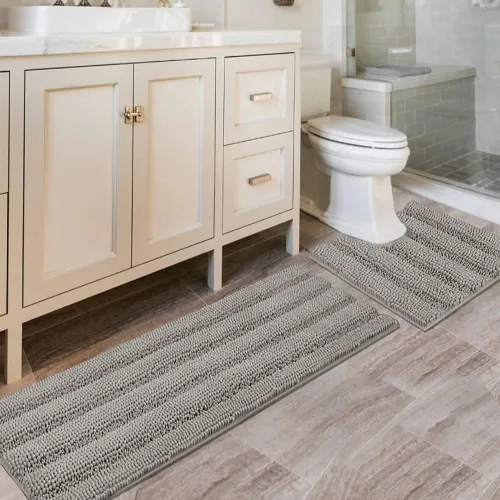 Miniatura 143 de H.VERSAILTEX - Alfombras de baño, juego de 2 piezas, alfombra de contorno para baño, juego de alfombras para inodoro, alfombra antideslizante