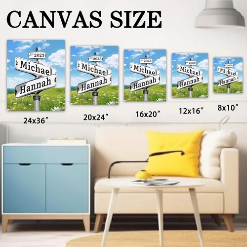 Miniatura 6 de WNNNS Póster de letrero de calle vintage con nombre personalizado para parejas, novia, novio, impresiones en lienzo personalizadas para enamorados