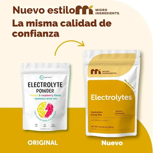 Miniatura 2 de Micro Ingredients Electrolitos en polvo, 1 libra (69 porciones) Sin azúcar Sabor a frambuesa limón Alto potasio (1,000 mg) + agua de coco