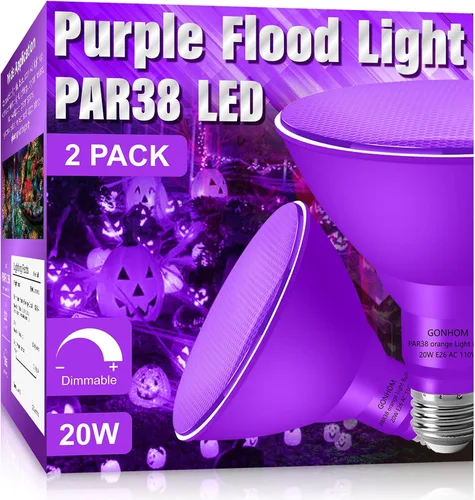 Miniatura 12 de Gonhom PAR38 - Luces de inundación para exteriores, bombillas LED regulables, 20 W (equivalente a 200 W), base E26, porche al aire libre, Rojo