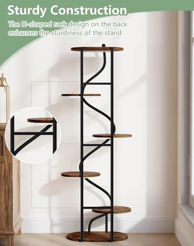 Miniatura 7 de Soporte para plantas para interiores y exteriores, soporte de metal de 13 pulgadas de alto, soportes de pedestal de hierro forjado resistentes