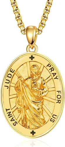 Miniatura 300 de Collar de plata de ley 925 con medalla de San Patrón, colgante de protección católica, amuleto, joyería religiosa para hombres y mujeres