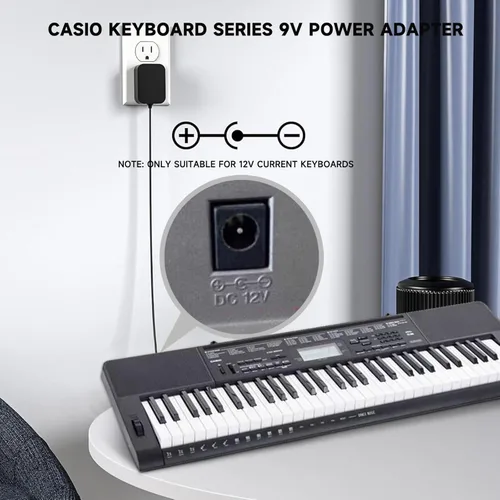 Miniatura 2 de Cargador de teclado Casio de 12 V CA/CC compatible con teclado Casio WK-1600 WK-1800 WK-1630 WK-3000 WK-3000D WK-3200 WK-3300 WK-3500 WK-3800