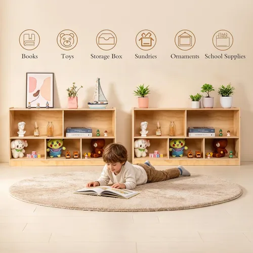 Miniatura 5 de Gabinete de almacenamiento de madera, estante Montessori de 5 secciones, Estantería para habitaciones
