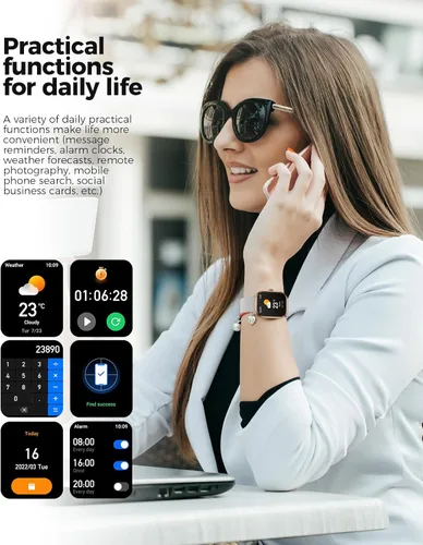Miniatura 7 de Reloj inteligente (respuesta/hacer llamada), relojes inteligentes AMOLED de 1.96 pulgadas para mujer con más de 100 modos deportivos, rastreador