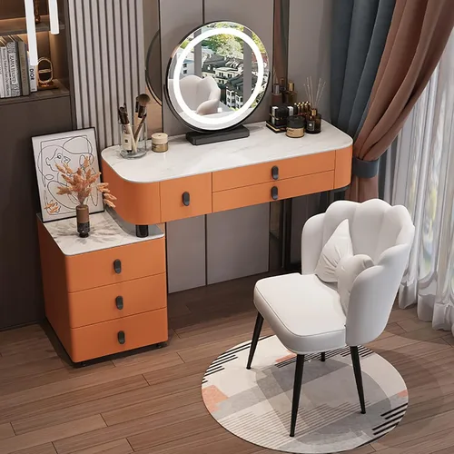 Miniatura 10 de Escritorio de tocador con espejo iluminado, mesa de tocador de maquillaje con luces, 3 modos de iluminación de color, brillo ajustable, mesa