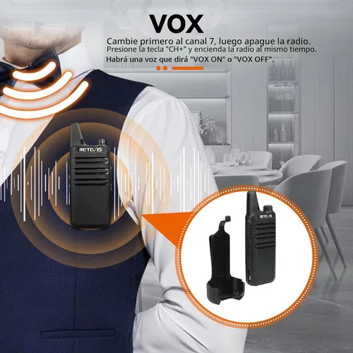 Miniatura 5 de Retevis Radio bidireccional RT22 recargable de largo alcance, radio portátil de 2 vías, carga USB-C, walkie talkies manos libres para adultos
