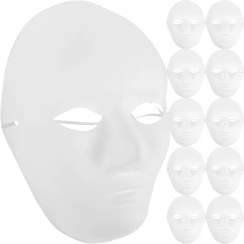 Miniatura 9 de Amosfun 24 máscaras de bricolaje pintura en blanco masculina máscara de cara completa para Halloween, fantasma, cosplay, mascarada, hip hop, baile