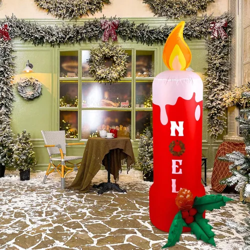 Miniatura 5 de Leyndo Vela Inflable de Navidad Noel de 7 Pies Decoraciones para Exteriores con Luces LED Integradas Decoración Inflable de Césped Noel de Navidad