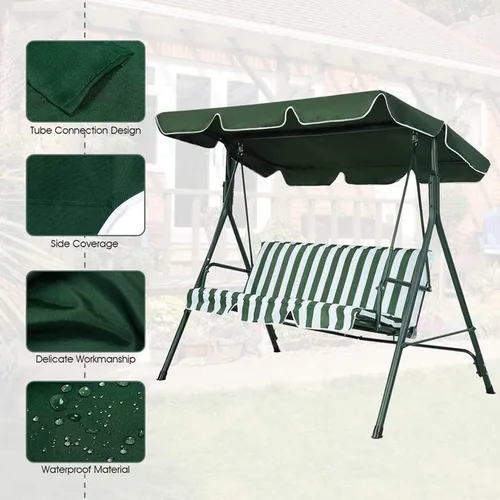 Miniatura 2 de KYOFIS Toldo de columpio para porche, cubierta de repuesto para toldo de columpio, impermeable, resistente al viento, anti-UV, resistente, tela