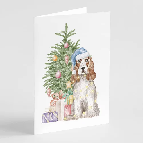 Miniatura 39 de Caroline's Treasures CK8213GCA7P Bulldog, Bulldog Inglés #2 - Tarjetas de felicitación y sobres de árbol de Navidad, paquete de 8 tarjetas en blanco