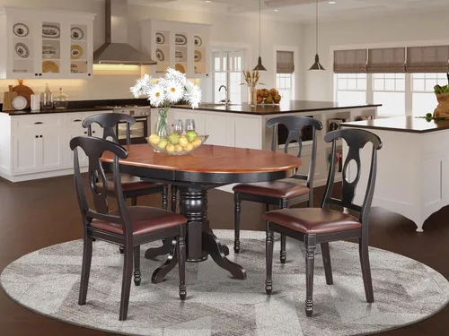 Miniatura 2 de East West Furniture KENL5-BLK-LC - Juego de mesa y sillas de cocina de 5 piezas, incluye una mesa de comedor ovalada con hoja de mariposa y 4 sillas