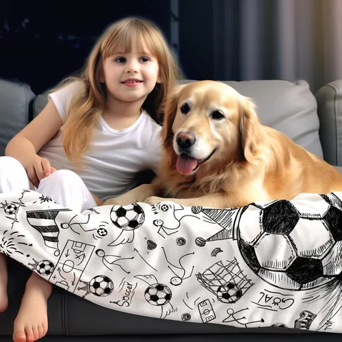 Miniatura 3 de Manta de fútbol para fanáticos del deporte, acogedoras mantas y mantas de fútbol de felpa única y divertida decoración temática de fútbol