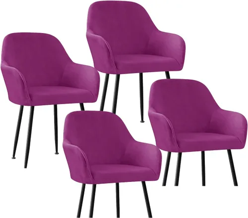 Miniatura 7 de Fundas protectoras de terciopelo elástico para sillas de comedor con brazos y respaldo curvado pequeño, juego de 6/4/2 para cocina, oficina, hogar