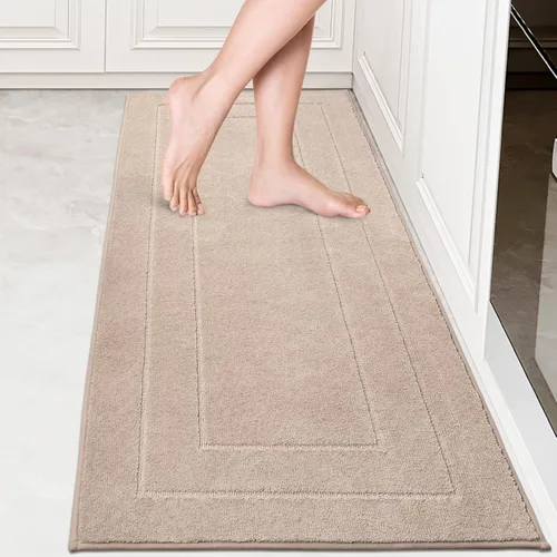Miniatura 30 de PURRUGS Juego de 2 alfombras de cocina lavables a máquina (24 x 35.5 + 24 x 59 pulgadas), alfombras de pasillo de cocina antideslizantes y Marrón