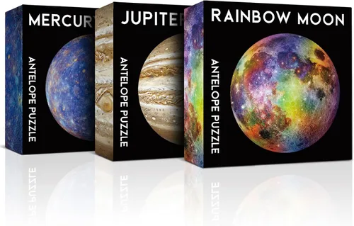 Miniatura 14 de ANTELOPE Rainbow Moon - Rompecabezas de 1000 piezas para adultos, tema espacial, cartón, rompecabezas redondo, alta resolución, acabado mate, sin