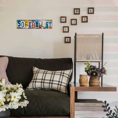 Miniatura 8 de Letreros de lata de softball Street para decoración del hogar, letrero de softbol para fanáticos de softbol, tono rápido, letrero de calle