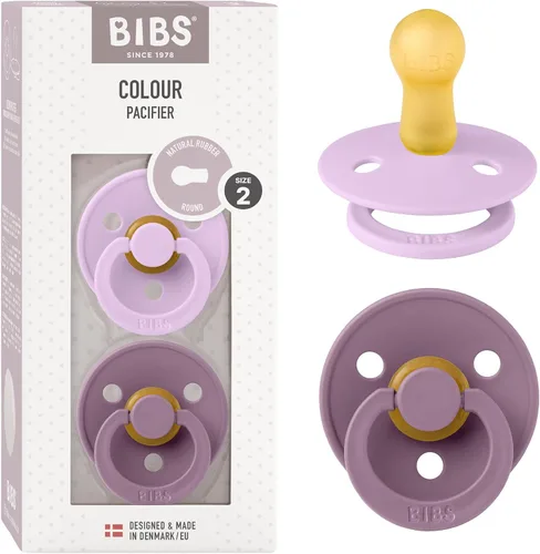 Miniatura 10 de BIBS - Paquete de 2 chupetes Bibs Colour, calmante, libre de bisfenol A, punta redonda, látex de goma natural Noche de vainilla