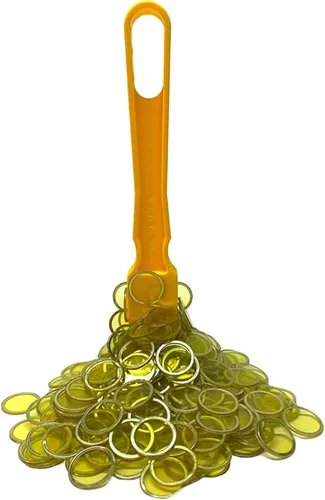 MR CHIPS Varitas magnéticas fabricadas en Estados Unidos y chips de plástico de 3/4 pulgadas con anillos de metal, 100 piezas, bolsa de Amarillo