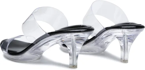 Miniatura 9 de NBUUNBU Tacones transparentes para mujer, tacones negros plateados, con plataforma pequeña, sandalias de tacón alto sexy, sandalias de tacón