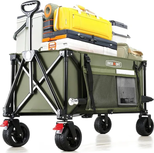 Miniatura 11 de Overmont Carro plegable con ruedas – Carro plegable resistente de 180 litros con grandes ruedas todo terreno – Capacidad de peso de 330 libras