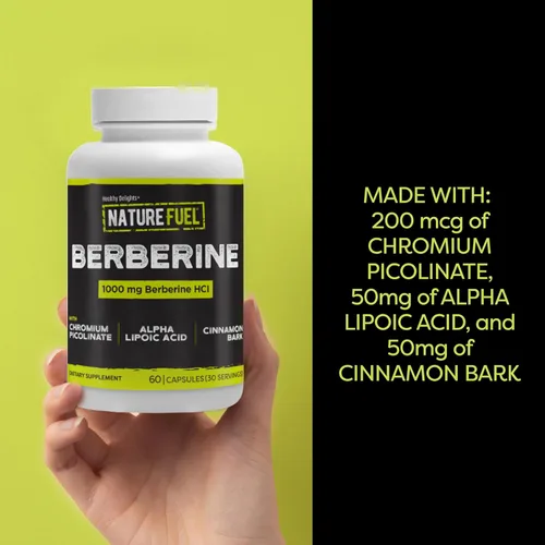 Miniatura 6 de Healthy Delights Nature Fuel - Cápsulas de berberina, suplemento de berberina, con berberina HCl, picolinato de cromo, ácido alfa lipoico y corteza
