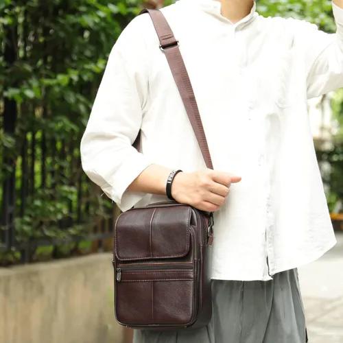 Miniatura 2 de Bolso bandolera de cuero para hombre, de viaje de negocios, al aire libre, bolsa casual, maletín de mano, mochila