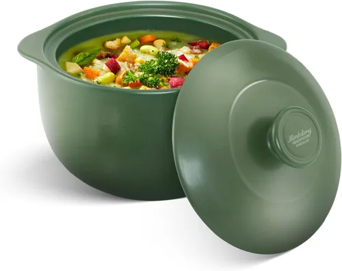 MINH LONG - Horno holandés de porcelana de 1 cuarto de galón con tapa, sin plomo ni cadmio, apto para horno hasta 482 °F, retención de calor, olla