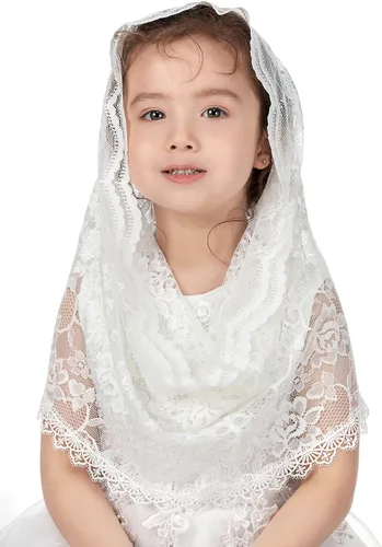 Miniatura 2 de PAMOR Infinity First Comunion Veils for Girls Lace Chapel Veil Mantilla Veils Latin Miss Church Velo para Bautismo Católico