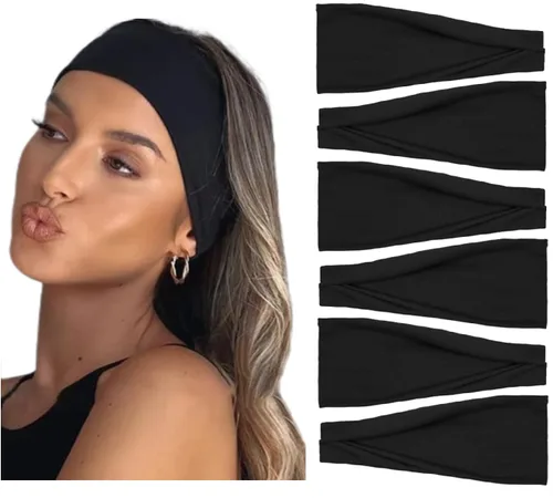 AKTVSHOW Diademas Negras para Mujeres Banda Antideslizante para la Cabeza para el Cabello de Mujer Bandas Anchas Gruesas para el Sudor del Cabello,