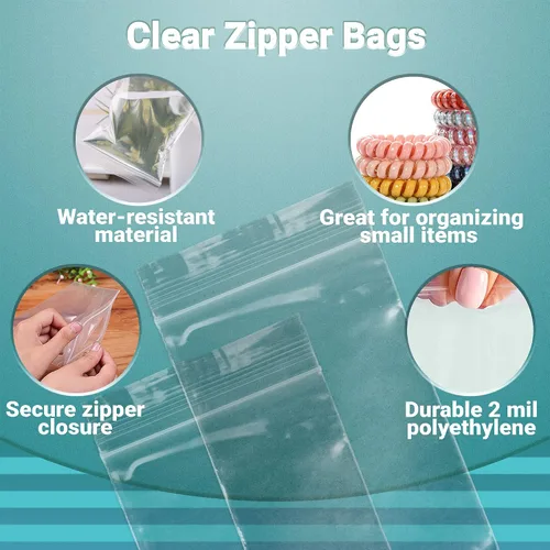 Miniatura 5 de APQ - Bolsas de plástico transparente con cierre de cremallera, 2 x 3 pulgadas. Paquete de 1000 bolsas de plástico con cierre de cremallera. Bolsas
