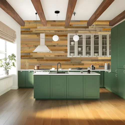 Miniatura 10 de Timberchic Paneles de Pared de Madera Recuperada – Tablones de Despegar y Pegar para Paredes de Acento – Paquete de Muestra de Decoración Rústica