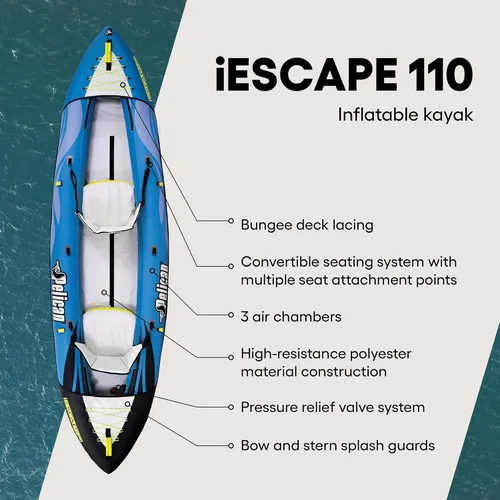 Miniatura 2 de Pelican iESCAPE Kayak inflable - Kayak recreativo - Compacto, estable y divertido todo en uno - para 1 o 2 personas