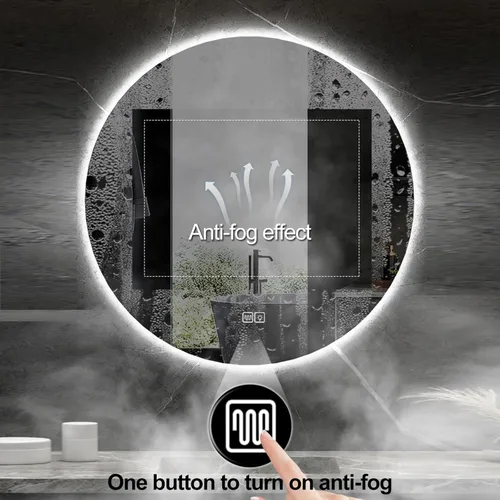 Miniatura 2 de Espejo de baño redondo LED con luces retroiluminadas, espejo de tocador de 3 colores de temperatura con luces, espejo con círculo antivaho iluminado