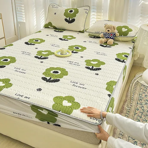 FCLDESHOP Sábanas inferiores, juego de ropa de cama gruesa y fresca de látex de color sólido, para dormitorio, hotel, colchón de somier, se adapta a
