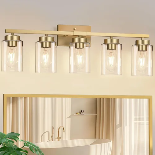 Miniatura 17 de IZORRO Moderna lámpara de baño, 3 luces negras claras, accesorios de iluminación de baño sobre espejo con vidrio transparente para sala de estar