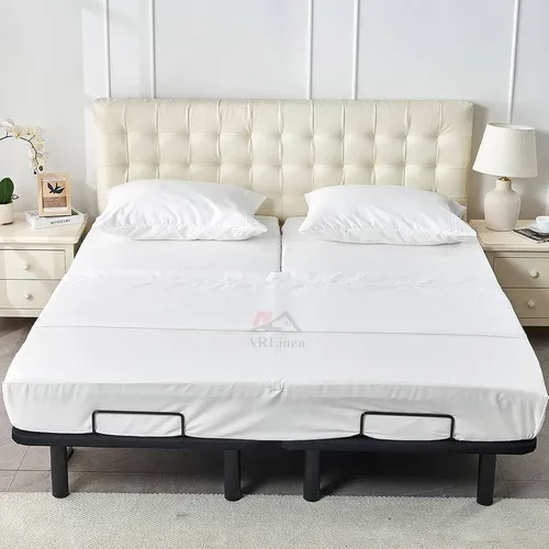 Miniatura 2 de ARlinen Juego de sábanas Split Cal-King para camas ajustables, 5 piezas, 600 hilos, 100% algodón, color blanco