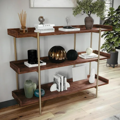 Miniatura 2 de Martha Stewart Emmett - Estantería de 3 estantes con marco de metal vertical, unidad de almacenamiento para oficina en casa, 35 pulgadas de alto