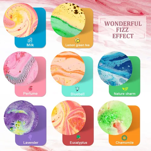 Miniatura 4 de Set de regalo de bomba de baño, paquete familiar mini bombas de baño con lazo reutilizable, 40 bombas de baño orgánicas y naturales para niños