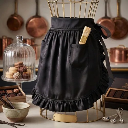 Miniatura 18 de Geyoga Delantales para mujeres con bolsillos Cocina Cocinando Camarera Sirvienta Delantal Falda Vintage Lindo Volantes Vestido Disfraz, Blanco