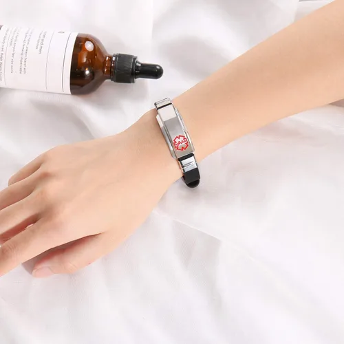 Miniatura 7 de Free Engraving Unisex Silicone and Stainless Steel Medical Alert ID Bracelets, Adjustable