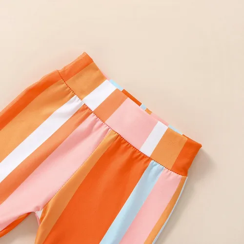 Miniatura 4 de Kupretty Conjunto de ropa de verano para bebé niña, pantalones acampanados para niños pequeños, conjunto de pantalones acampanados con estampado