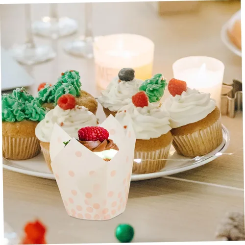 Miniatura 8 de 50 piezas para tartas y muffins, soportes para cupcakes rosa, pergamino, forros para magdalenas, forro de mousse, para hornear, tazas de yogur
