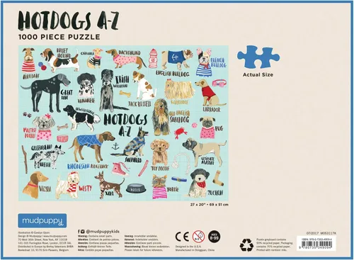 Miniatura 9 de Mudpuppy A-Z Rompecabezas de 1000 piezas, Perros calientes